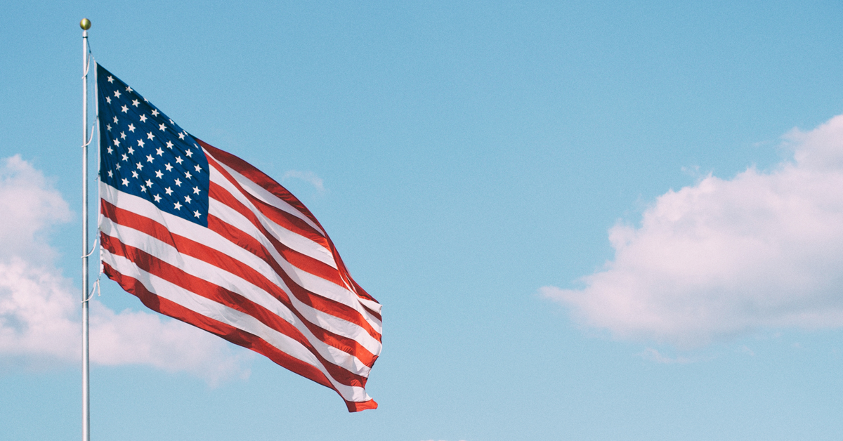 US Flag and blue sky